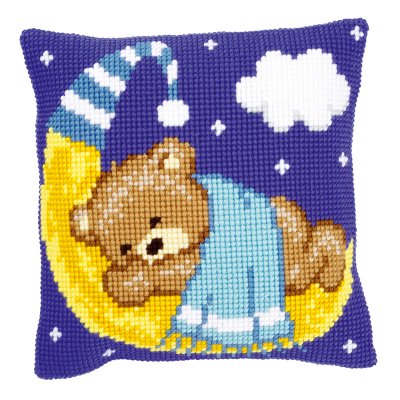 click here to view larger image of Blue Teddy on the Moon (counted cross stitch kit)