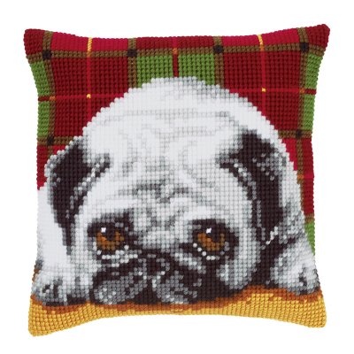 click here to view larger image of Pug Pillow (counted cross stitch kit)
