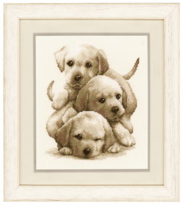 click here to view larger image of Labrador Puppies (counted cross stitch kit)