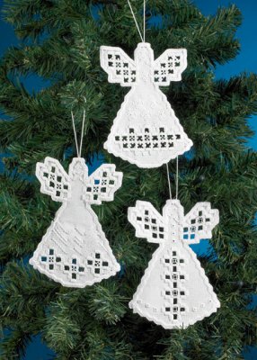 click here to view larger image of Angel Hardanger Ornaments (3 designs) (counted cross stitch kit)