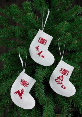 Reindeer Stocking Ornaments - White
