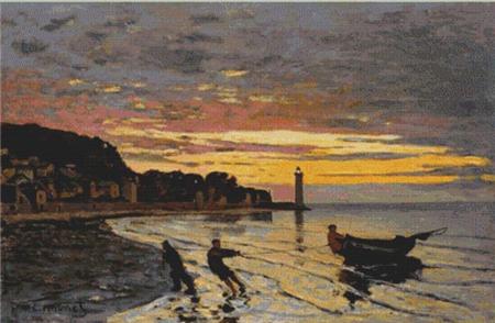Hauling a Boat Ashore, Honfleur (Claude Monet)