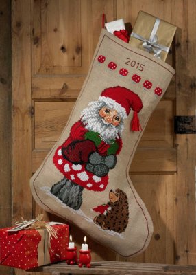 click here to view larger image of Elf and Hedgehog Stocking (counted cross stitch kit)