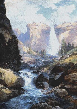 Waterfall in Yosemite  (Thomas Moran)