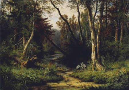 Forest Landscape with Herons