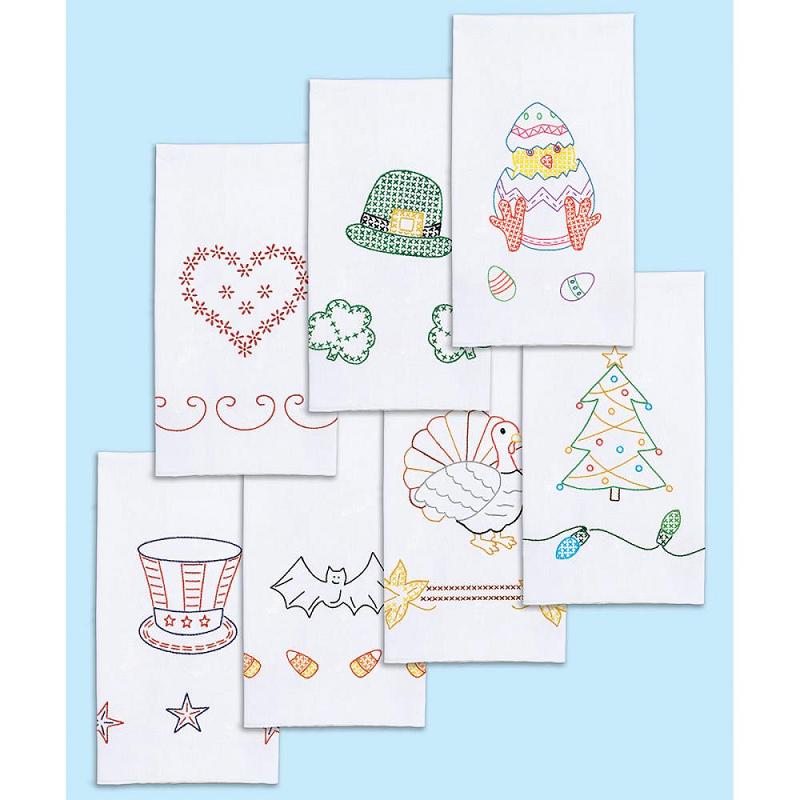 Holidays of the Year Stamped White Decorative Hand Towels