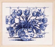 click here to view larger image of Indigo Tulips (counted cross stitch kit)