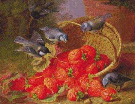 Still Life - Strawberries and Bluetits  (Eloise Harriet Stannard)