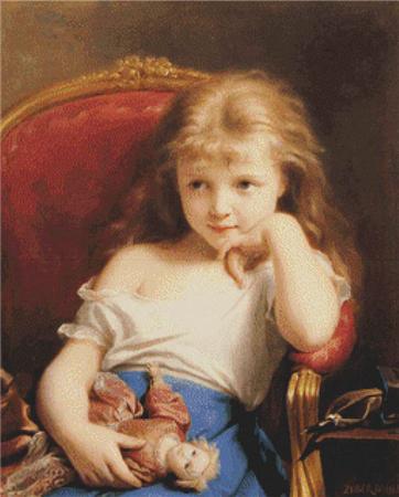 Young Girl Holding a Doll  (Fritz Zuber-Buhler)