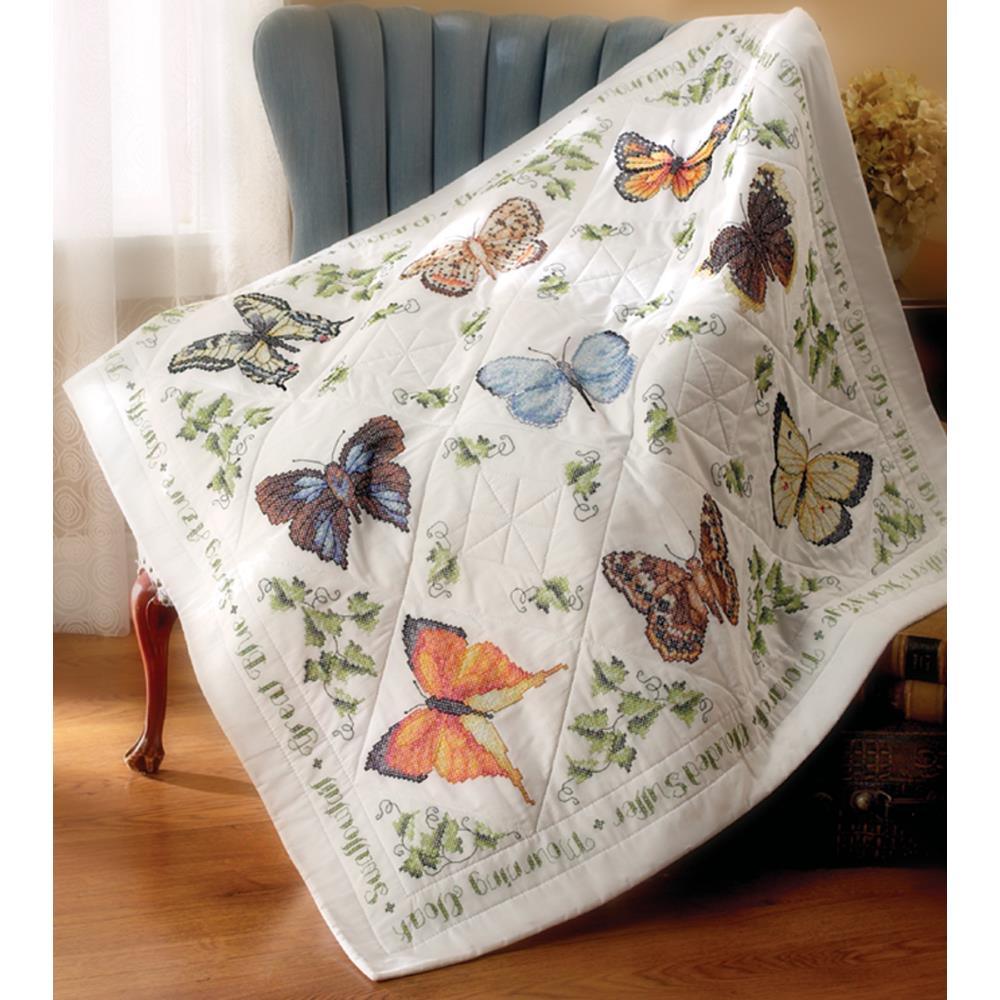 Butterfly Collection Stamped Lap Quilt