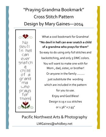 click here to view larger image of Praying Grandma Bookmark (chart)
