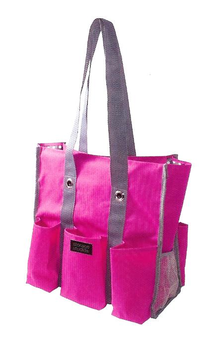 Shoulder Tote - Pink and Black with Polka Dots