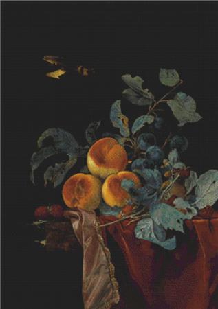 A Still Life with Peaches, Raspberries, and Damsons