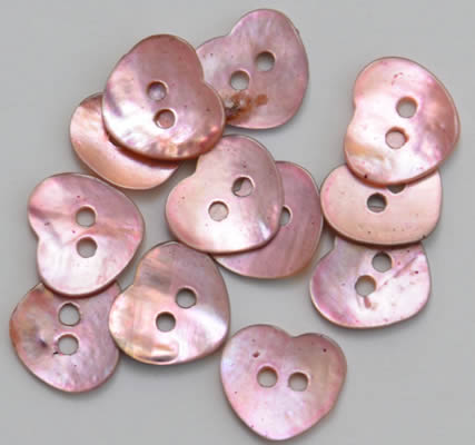 Pink Mini Hearts Mother of Pearl Buttons
