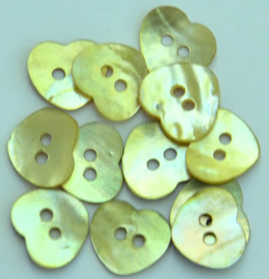 Lime Mini Hearts Mother of Pearl Buttons