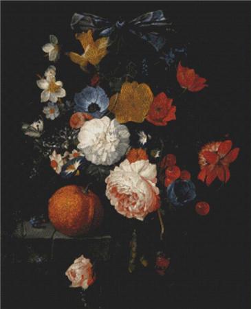 A Still Life With Roses, Daffodils, Bluebells, and Other Flowers
