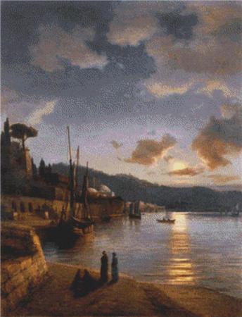A Turkish Harbor by Moonlight