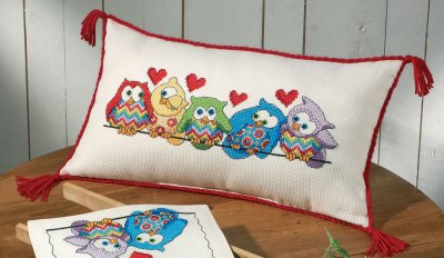 Owls in a Row Pillow