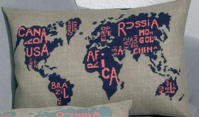 World Map Pillow