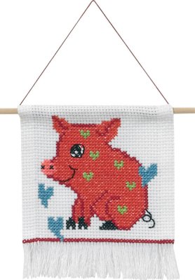 click here to view larger image of My First Kit - Pig (counted cross stitch kit)
