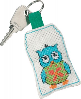 click here to view larger image of Blue Owl Keyring (counted cross stitch kit)
