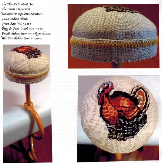 click here to view larger image of Mr. Gobble Mustard Sewing Clamp (counted cross stitch kit)