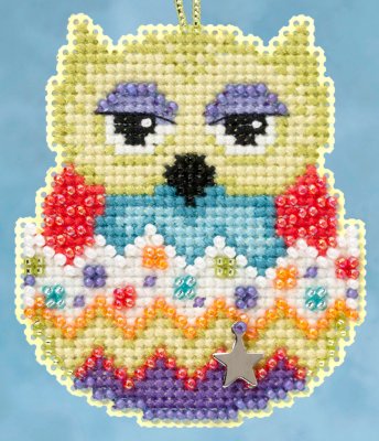 click here to view larger image of Kiwi Owlets - Spring Charmed Ornament series (counted cross stitch kit)