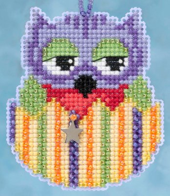 click here to view larger image of Violet Owlets - Spring Charmed Ornament series (counted cross stitch kit)