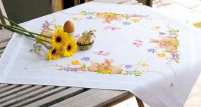 click here to view larger image of Rabbits Tablecloth (counted cross stitch kit)