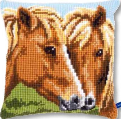 click here to view larger image of Horses Cushion (needlepoint)