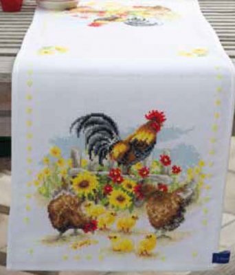 click here to view larger image of Cock-A-Doodle-Doo Table Runner (counted cross stitch kit)