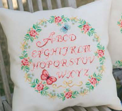 click here to view larger image of Alphabet and Roses Cushion (counted cross stitch kit)