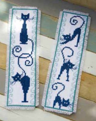 click here to view larger image of Cheerful Cats Bookmarks (package of 2) (counted cross stitch kit)