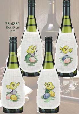 Chicks and Eggs Bottle Aprons - Set of 4
