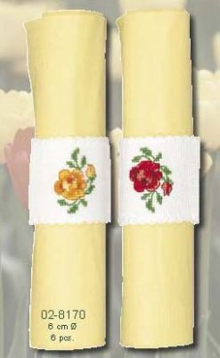 Yellow and Red Rose Napkin Bands - Set of Two