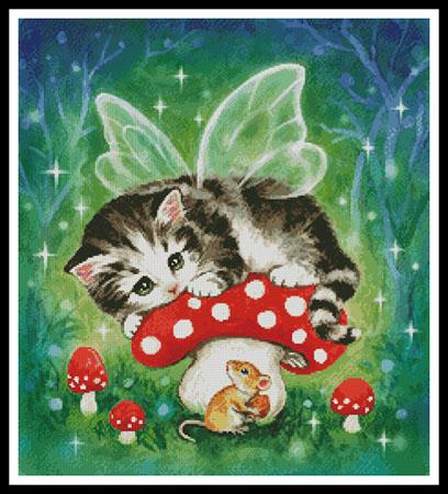 click here to view larger image of Kitten Fairy on Mushroom  (Kayomi Harai) (chart)