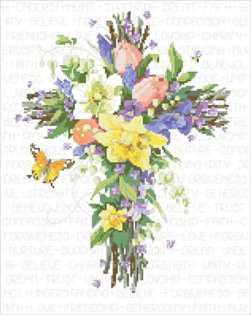 click here to view larger image of Spring Floral Cross (chart)