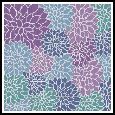 click here to view larger image of Purple Blue Turquoise Flowers Cushion  (Karen Arnold) (chart)