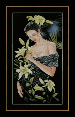 click here to view larger image of Lady With Lilies (counted cross stitch kit)