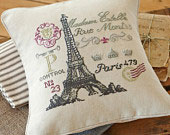 French Postcard - Sewn Pillow Cover