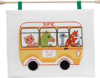 click here to view larger image of Bus Birthday (counted cross stitch kit)