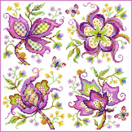 click here to view larger image of Jacobean Lavender Quartet (chart)