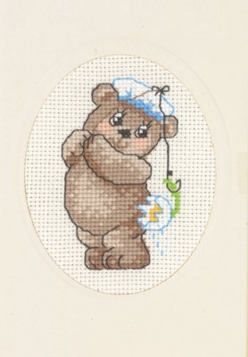 click here to view larger image of Fish Teddy Card with Envelope (counted cross stitch kit)
