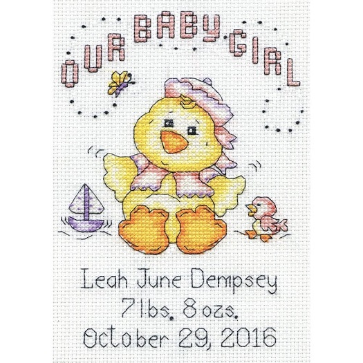 click here to view larger image of Our Baby Girl Chick Birth Record (counted cross stitch kit)