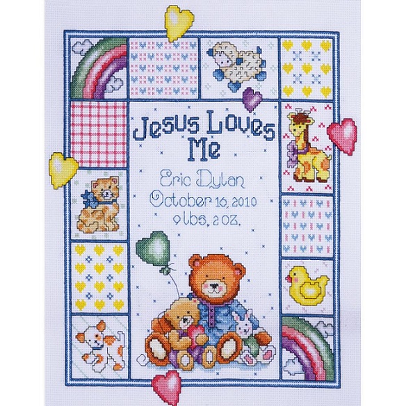 click here to view larger image of Jesus Loves Me Sampler (counted cross stitch kit)