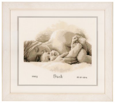 click here to view larger image of First Hug Birth Announcement (counted cross stitch kit)