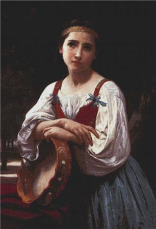 Basque Gypsy Girl With A Tambourine