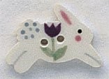 White Leaping Rabbit Button