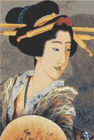 Portrait of a Woman Holding A Fan (Katsushika Hokusai)