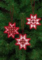 Hardanger Red Star Ornaments - Set of 3 Assorted